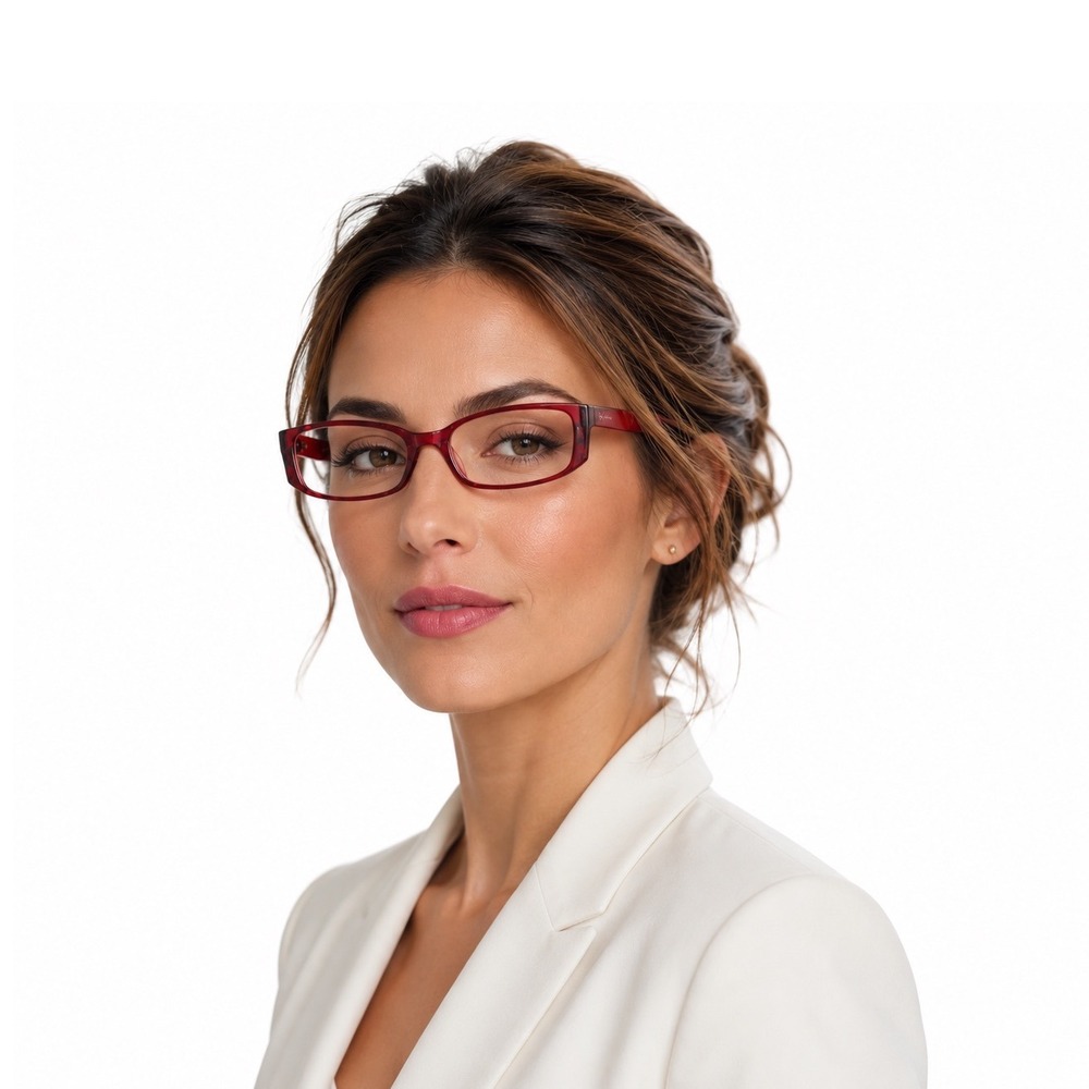 Red Rectangular Reading Glasses +1.75 Magnification Soft Case Chic Preppy 104-52